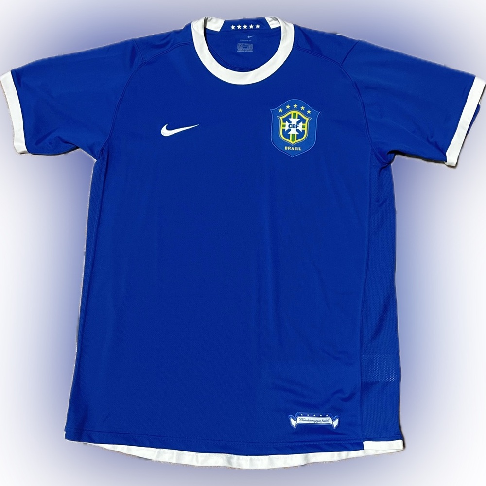 Nike Medium Brazil Classic Blue Soccer Jersey Authentic Great Condition